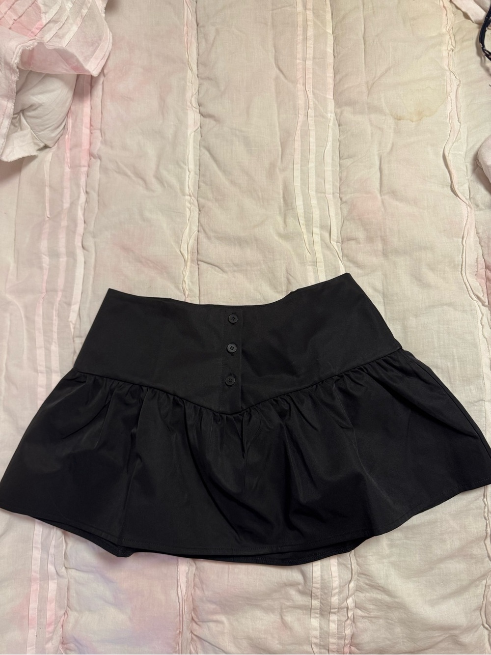 NWT motel from urban outfitters black puffy micro mini skirt with button detail
